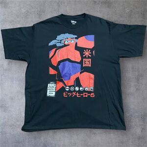 Disney Big Hero 6 Armor Up Baymax Poster T-Shirt Black Red Men's Size XXL